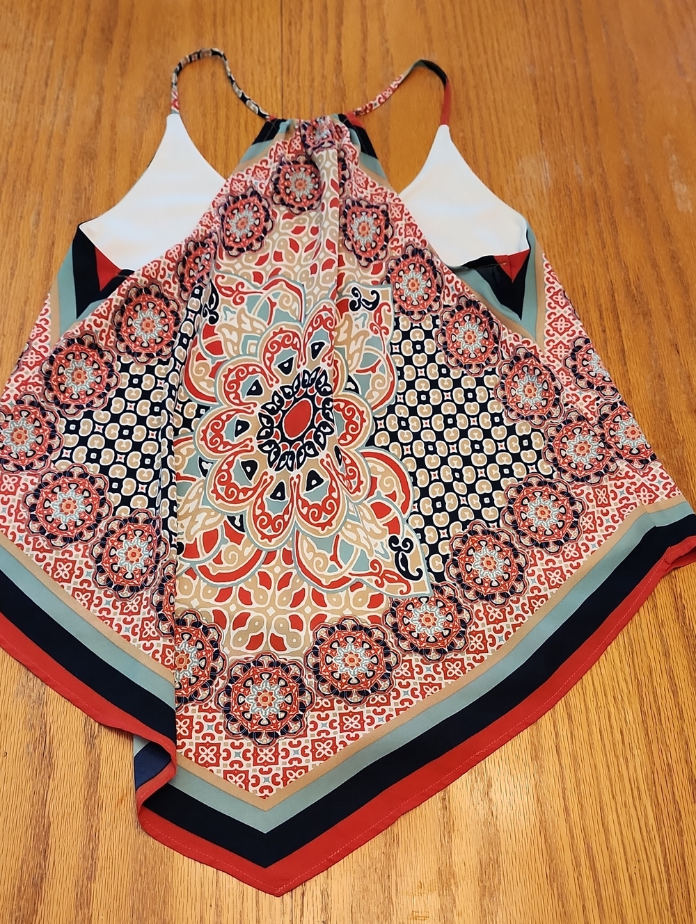 Heartsoul Women's Coral & Navy Printed Halter Tank Top - Picture 13 of 15